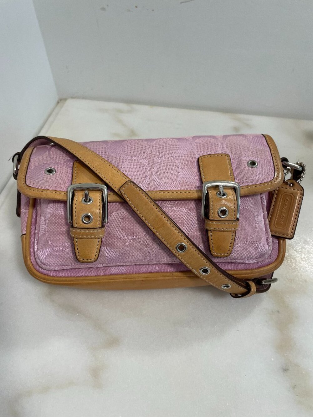 Coach Signature Mini Field Bag/Cross Body # 6844 Lt. Pink Vintage Y2K - Picture 2 of 16